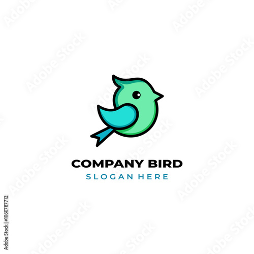 simple colored little bird logo for brand