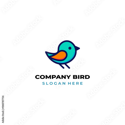 simple colored little bird logo for brand