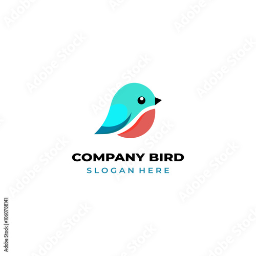 simple colored little bird logo for brand