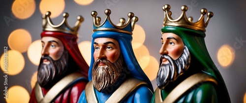 Obraz na płótnie Trzej Królowie figurki na święta w salonie