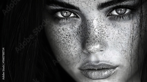 Artistic Black and White Portrait of a Young Woman