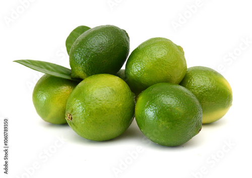 Fresh ripe lime isolated on white background