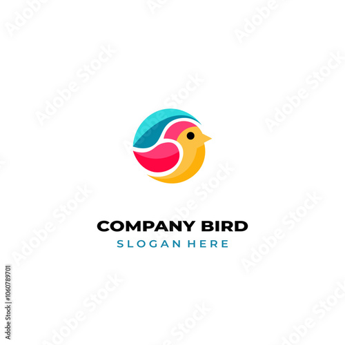 simple colored little bird logo for brand