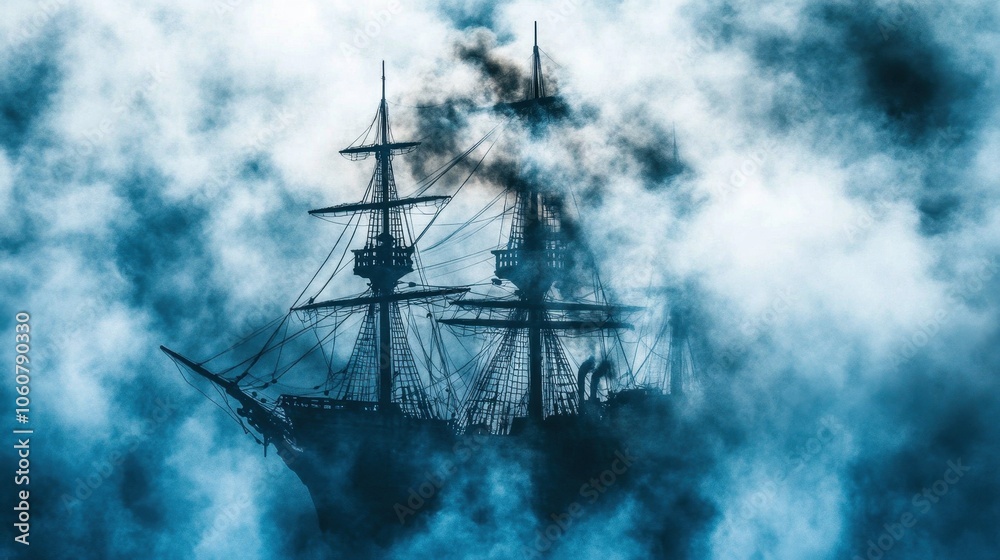 Ghostly Galleon: A Haunting Seascape in the Mist Ghostly Galleon: A Haunting Seascape in the Mist