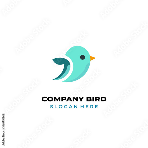 simple colored little bird logo for brand