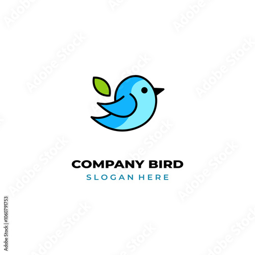 simple colored little bird logo for brand
