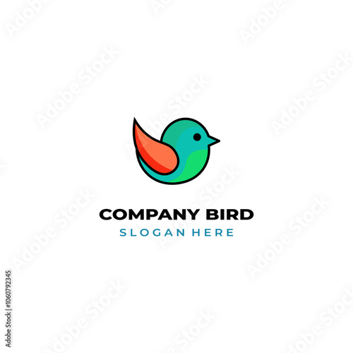 simple colored little bird logo for brand