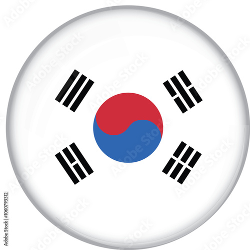 Free Download South Korea flag with glossy rounded button for football team and national emblem - GFXLoad