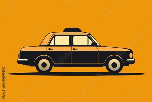 Vector flat illustration of taxi ride.