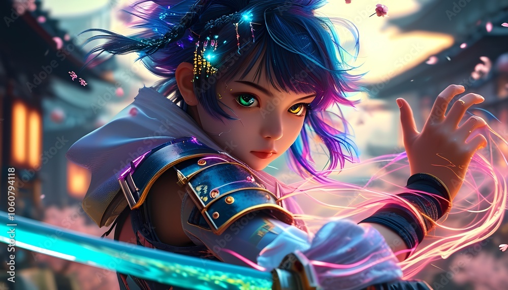 An ultra-high-definition, 8K anime-style illustration of a unique ...