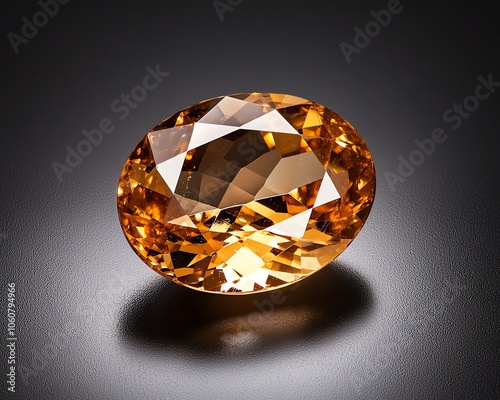 Stunning orange gemstone with exquisite facets, reflecting light beautifully. Perfect for jewelry design or luxury decoration.