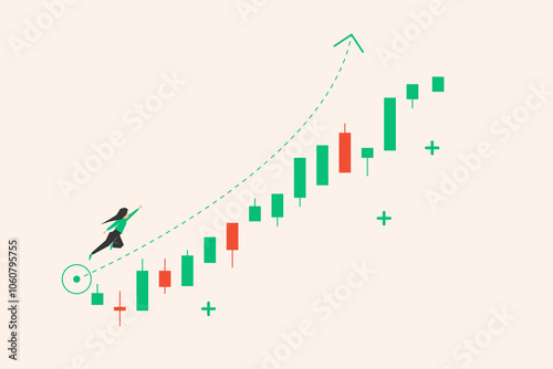business person trading success growing growth market investment finance concept. business happy professional profit bullish graph stock market chart investor economy work vector.