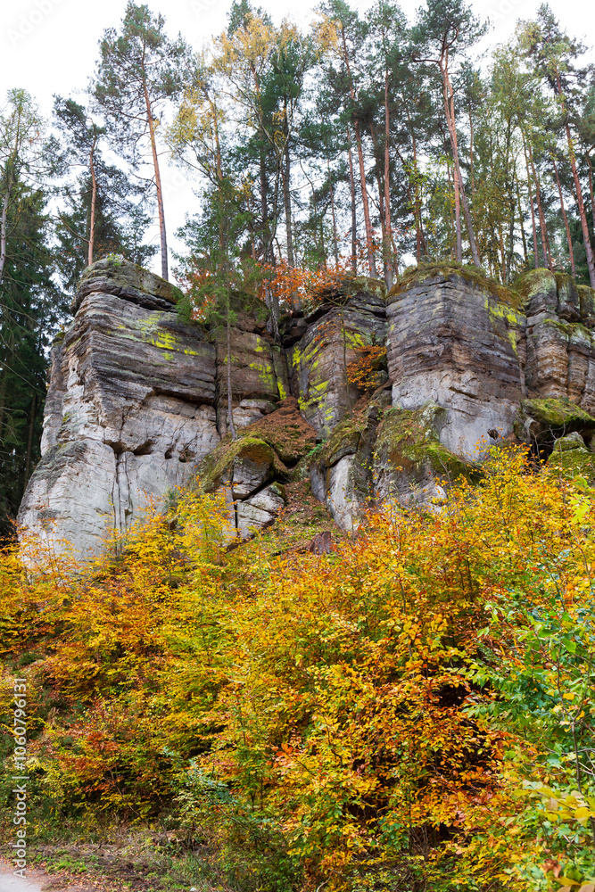 Colorful autumn Landscape in Bohemian Paradise, Czech Republic 