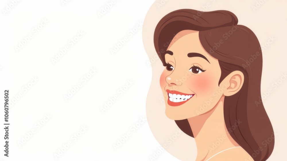Laughing woman mouth with beautiful healthy white teeth on a white background. Place for text