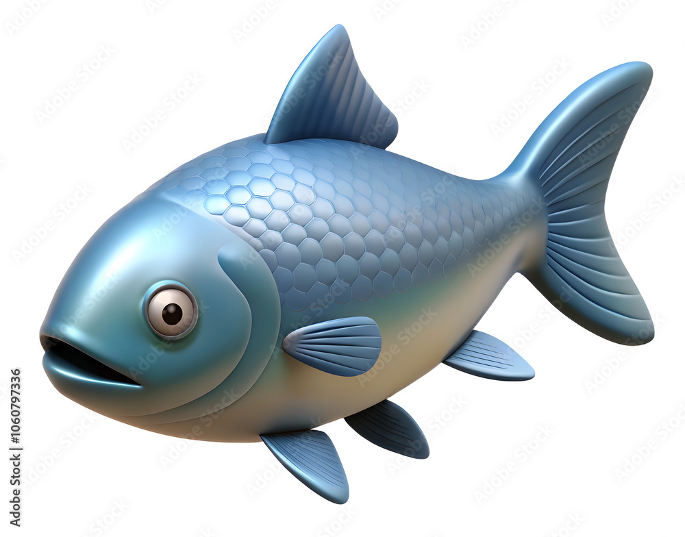 Naklejka premium Realistic 3D Fish, Cute Underwater Creature, generative Ai