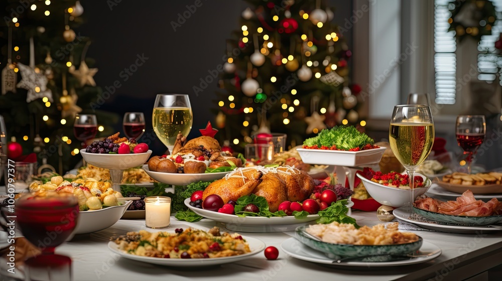 Fototapeta premium table served for Christmas dinner