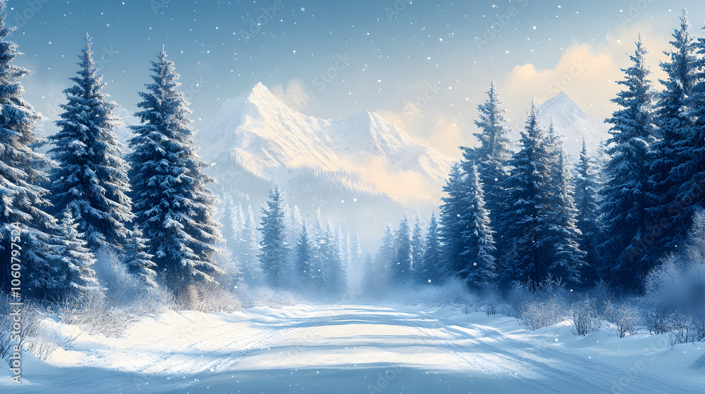 A Serene Winter Forest with Snow-Laden Pine Trees
A Serene Winter Forest with Snow-Laden Pine Trees