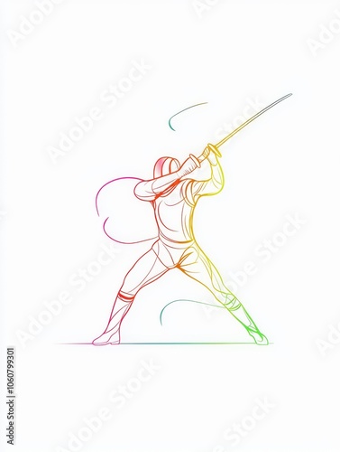 An illustration of an Olympic fencing player in modern art depicted against a white clean background of player icons.