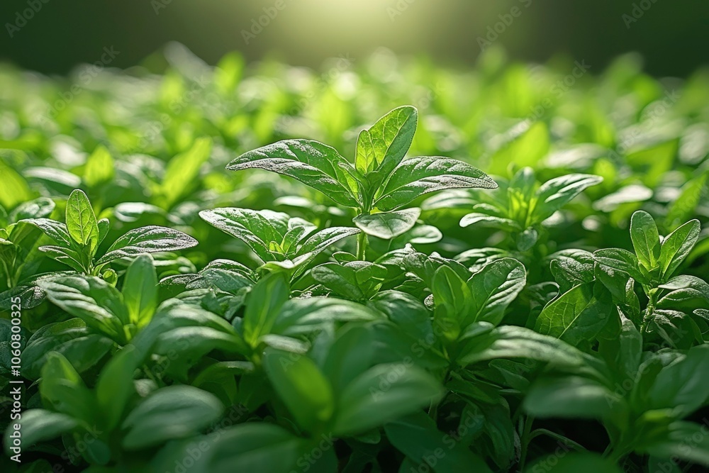 Lush Green Foliage in Soft Sunlight