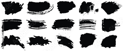 Set of black smears paint, ...