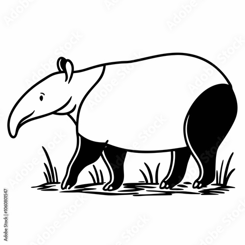 Tapir Line Art Vector Design