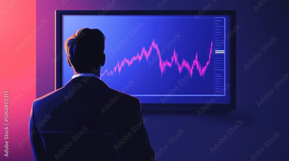 Businessman Monitoring Sales Forecast on Screen