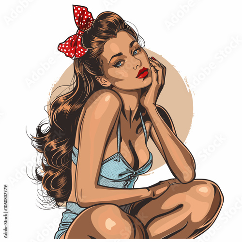 Beautiful woman vector illustration in retro style for your design