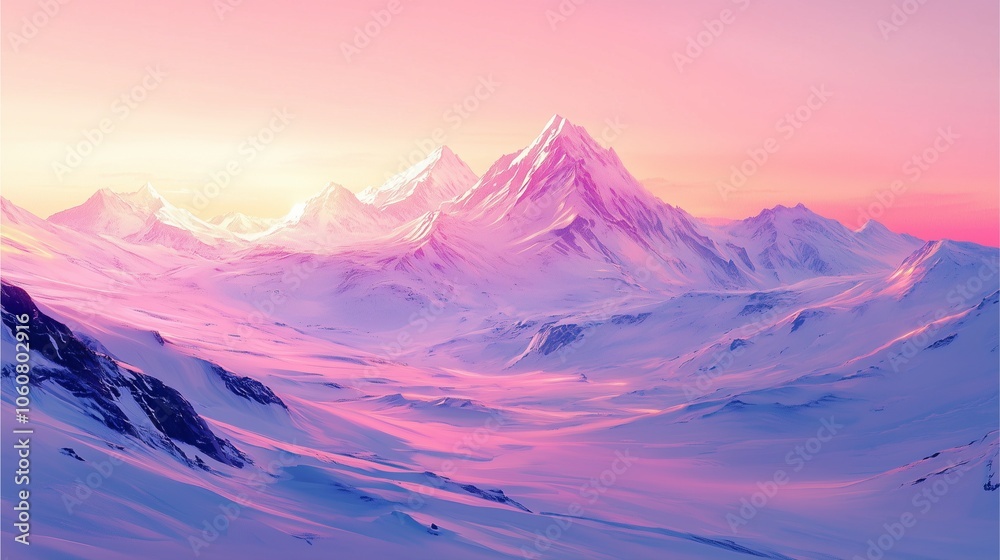 Remote Nordic Mountains in Winter Light, soft pastel hues in the sky as dawn breaks over snowy peaks, serene untouched landscapes with gentle sunlight. Remote Nordic Mountains in Winter Light, soft pastel hues in the sky as dawn breaks over snowy peaks, serene untouched landscapes with gentle sunlight.