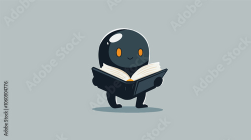 cartoon penguin with read book