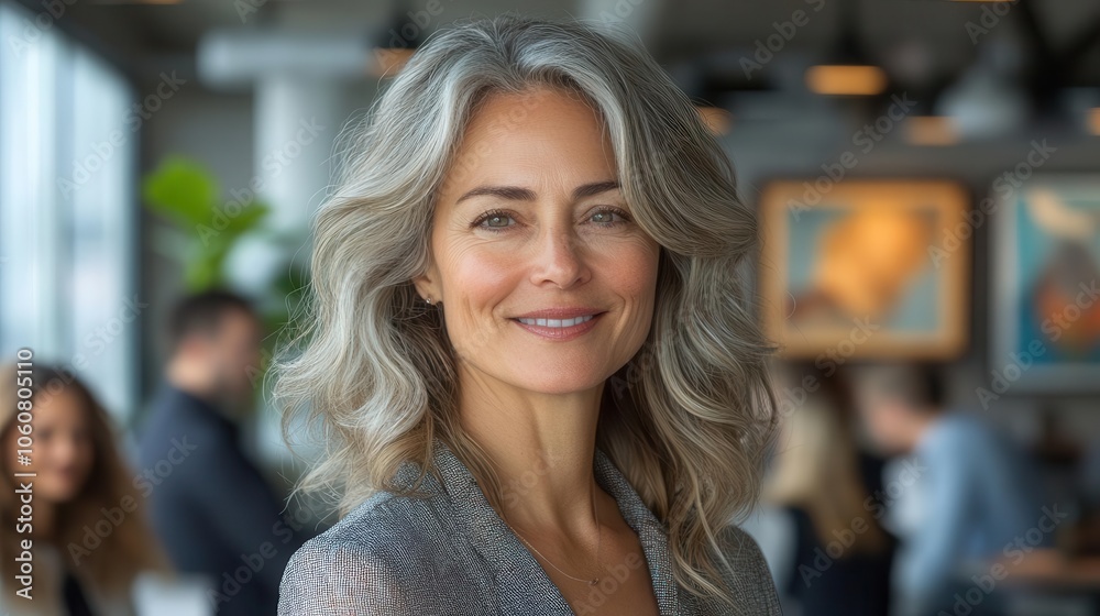 Graceful Confidence: A Radiant Portrait of Modern Maturity Where Natural Silver Waves and Genuine Smiles Create Beauty's Most Authentic Expression of Ageless Elegance Graceful Confidence: A Radiant Portrait of Modern Maturity Where Natural Silver Waves and Genuine Smiles Create Beauty's Most Authentic Expression of Ageless Elegance