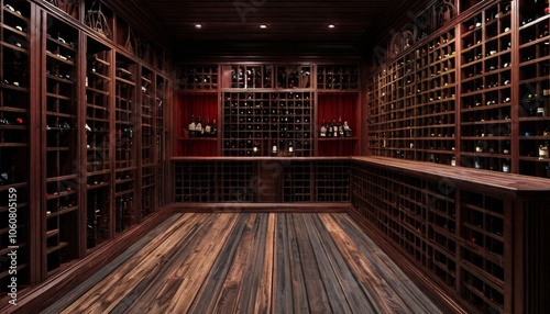 Wine bottles close-up in winery. wine bottles on the wine rack. Bottles without labels in rows in the wine cellar.