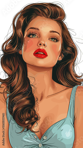 Beautiful woman vector illustration in retro style for your design
