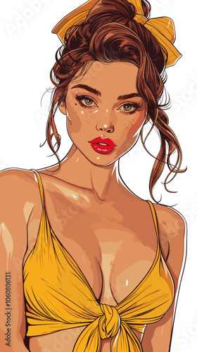 Beautiful woman vector illustration in retro style for your design