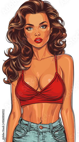 Beautiful woman vector illustration in retro style for your design