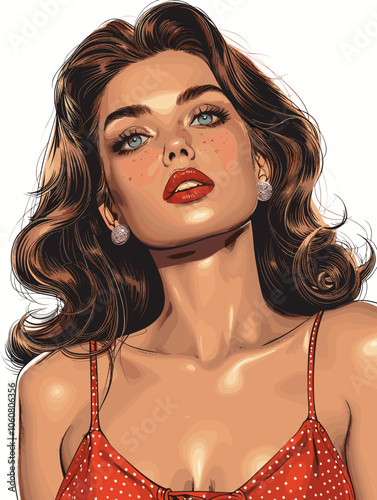 Beautiful woman vector illustration in retro style for your design