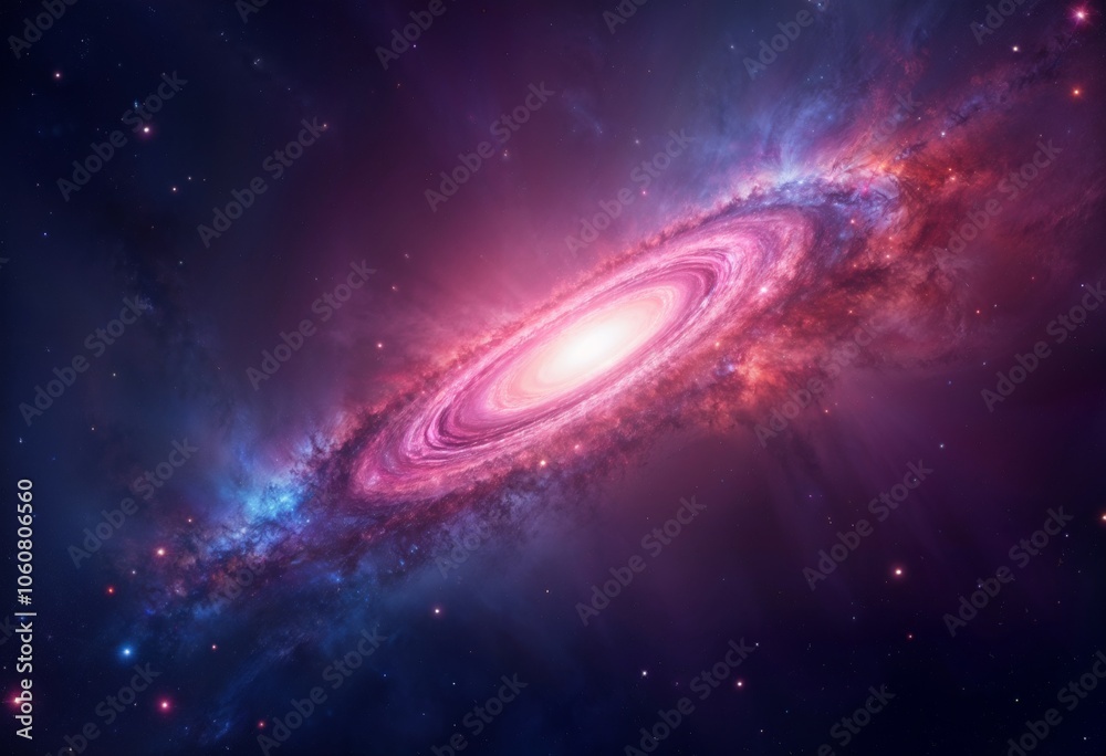 Obraz premium Vibrant spiral galaxy glowing in deep space with colorful stars and cosmic dust on a clear night