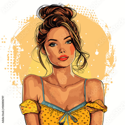 Beautiful woman vector illustration in retro style for your design