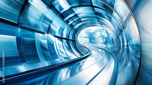 Abstract Blue Tunnel with Futuristic Design