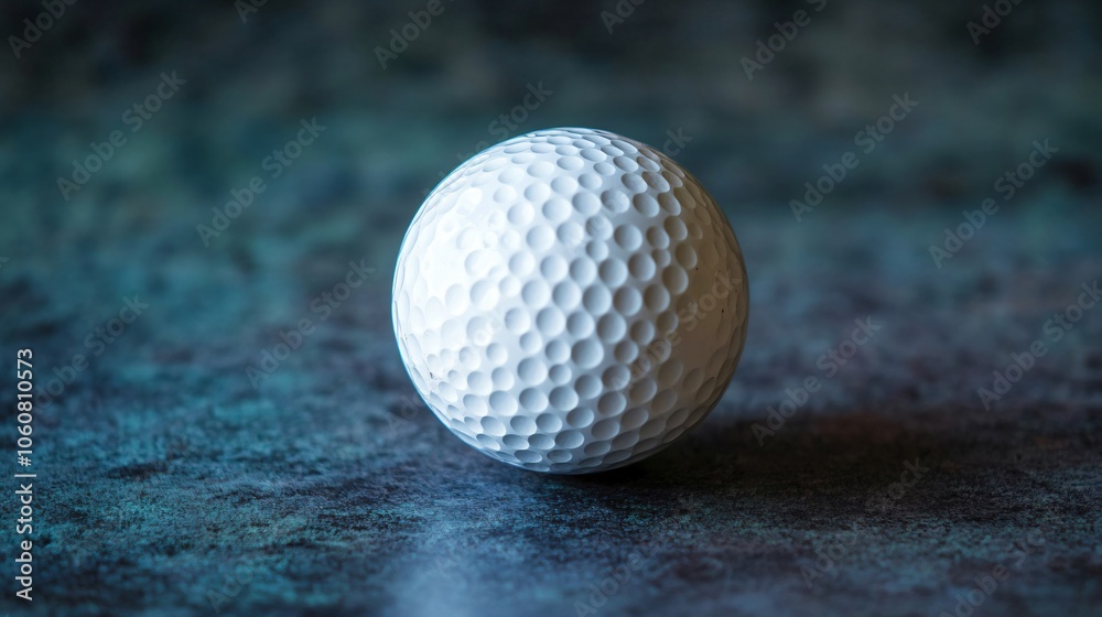 Close up of a White Golf Ball on a Blue Surface Close up of a White Golf Ball on a Blue Surface