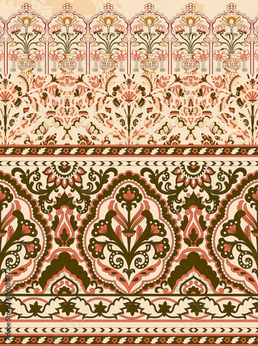 seamless beautiful wallpaper cards border design floral leaf vintage ornament Victorian geometric ethnic print paisley pattern