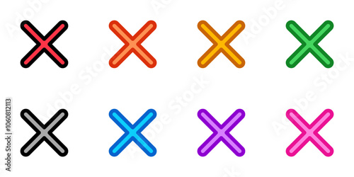 Vector cross multiply close remove mark icon. Black, white background. Perfect for app and web interfaces, infographics, presentations, marketing, etc.