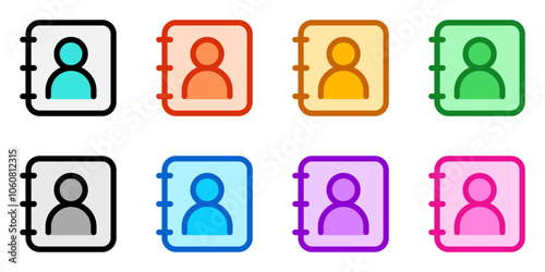 Vector phonebook, contact, diary icon. Black, white background. Perfect for app and web interfaces, infographics, presentations, marketing, etc.