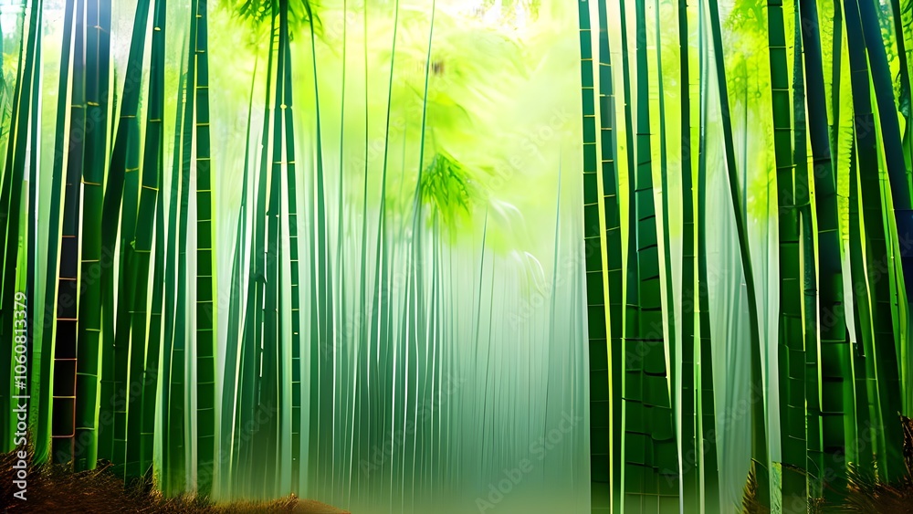 Fototapeta premium Lush Bamboo Forest Serenity Tranquility Nature Greenery Light Fresh Air