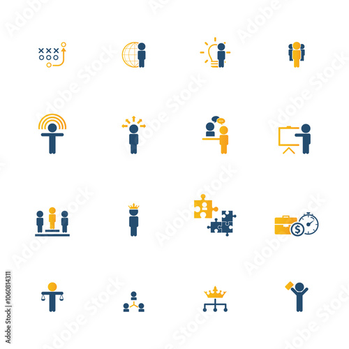 Universal business management and human resources icon set. Universal icons for web and mobile. Vector.