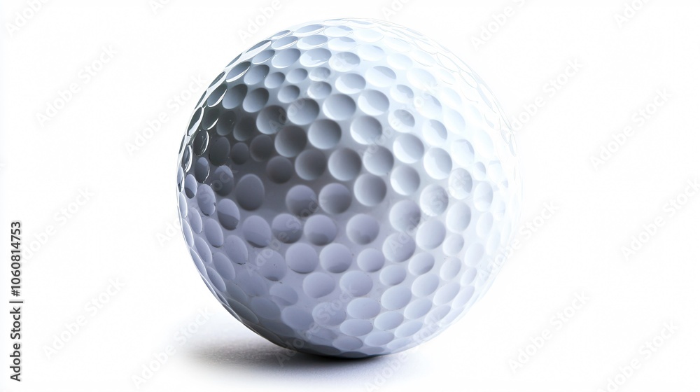 Closeup White Golf Ball Isolated on White Background Closeup White Golf Ball Isolated on White Background