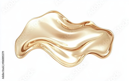 Abstract liquid metal shapes, flowing effect, 3D illustration, isolated on white background