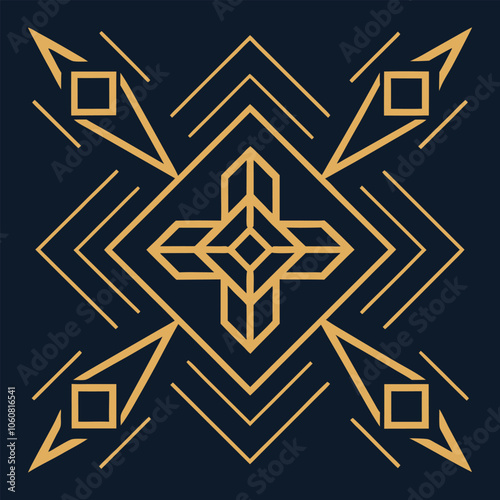 Elegant Geometric Art Deco Logo with Filigree Lines – Ornamental Design.