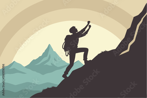 Mountain Climber  Vector at Summit