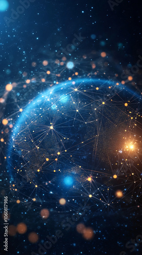 The earth's network of connections: a symbol of global communications and internet technology