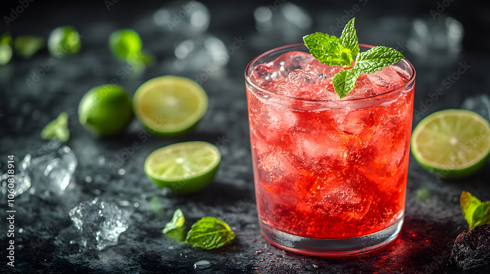 Vibrant Cocktail Glass with Fresh Garnishes, Served with a Twist for a Perfect Celebration Vibrant Cocktail Glass with Fresh Garnishes, Served with a Twist for a Perfect Celebration